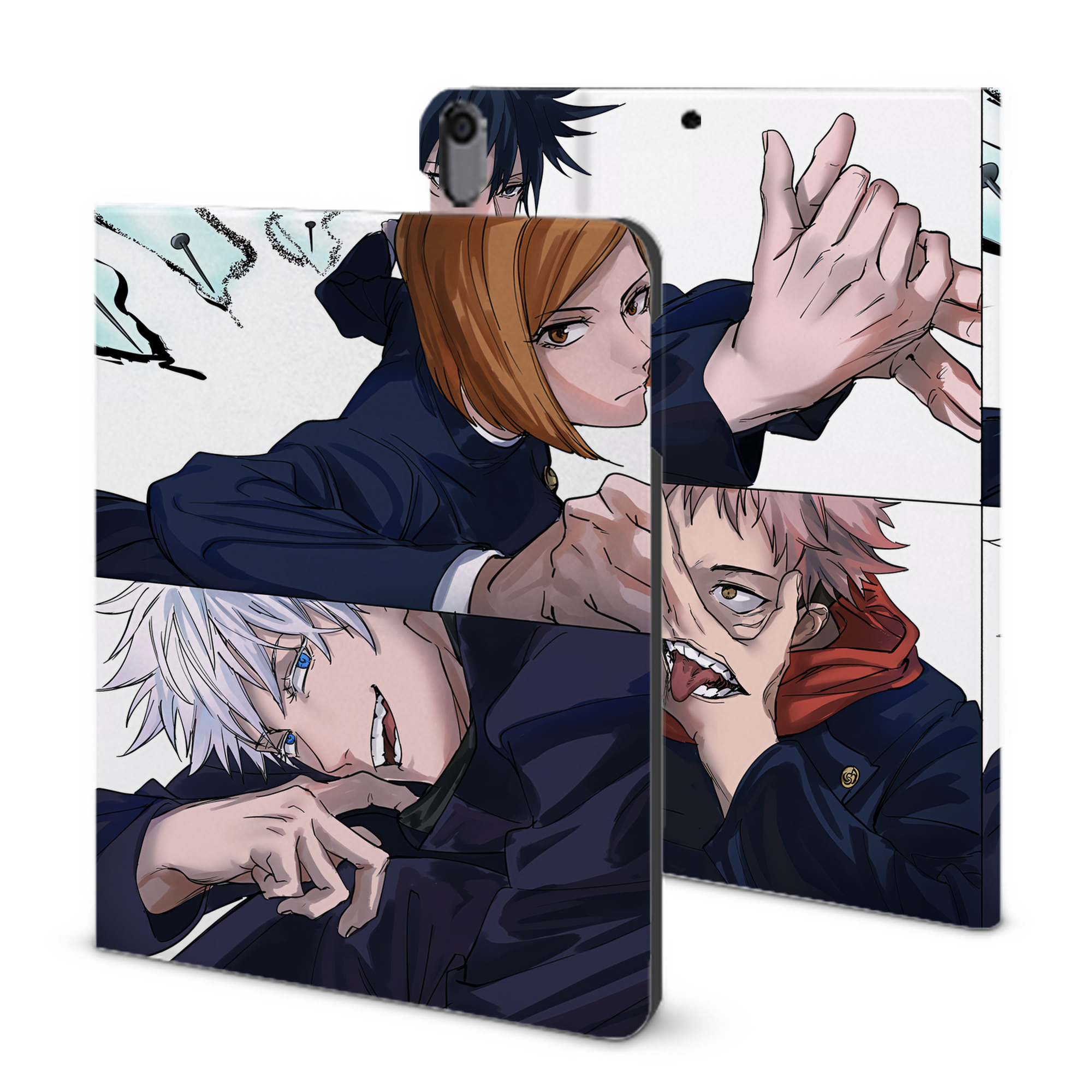 （画像用） 呪術廻戦 Jujutsu Kaisen IPad ケース ブック型 PUレザー TPU 耐衝撃 軽量 薄型 ペン収納なし 全面保護 IPad 各モデル対応